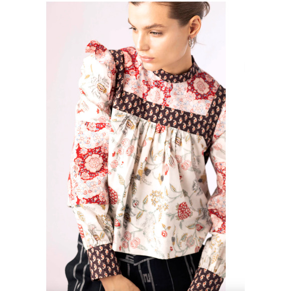 ALIX OF BOHEMIA Madeline Patchwork Top Blouse Size Small - Picture 6 of 13
